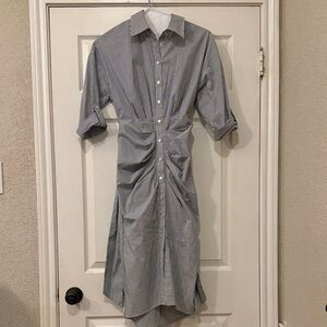 ANTONIO MELANI Navy and White Striped Dress